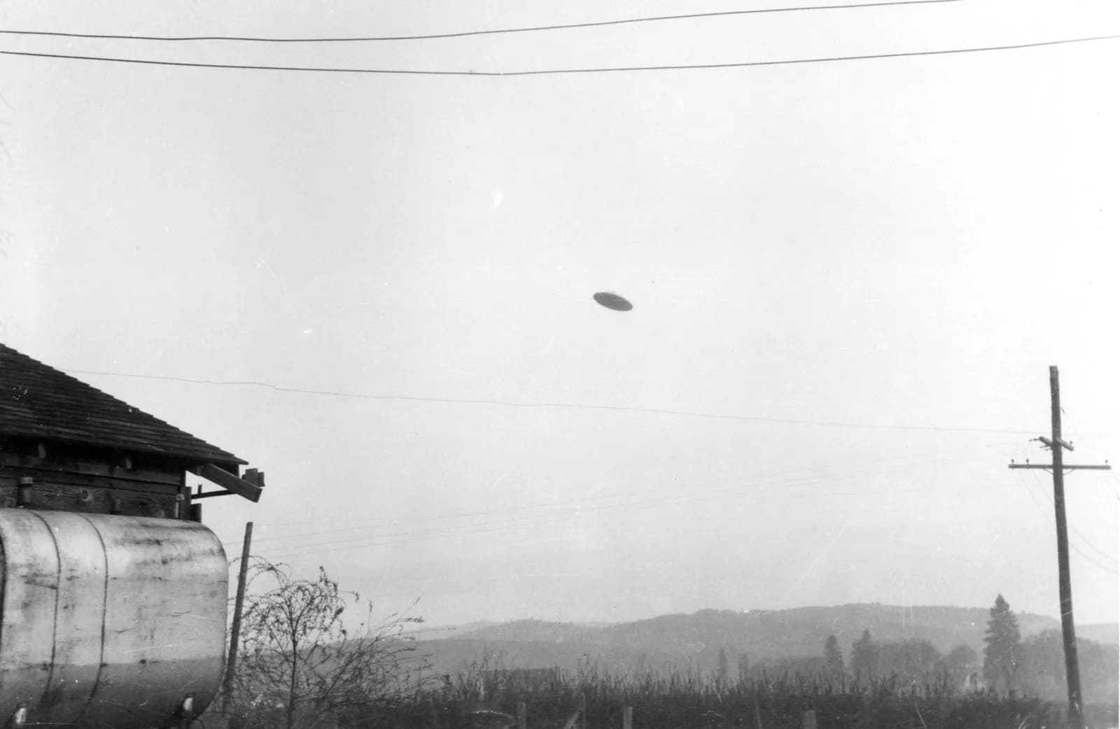 Historic UFO photo over farm — McMinnville, Oregon 1950